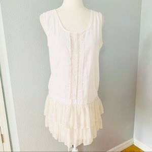 Daphnea White Sleeveless Tunic Top/Dress Boho Sz M